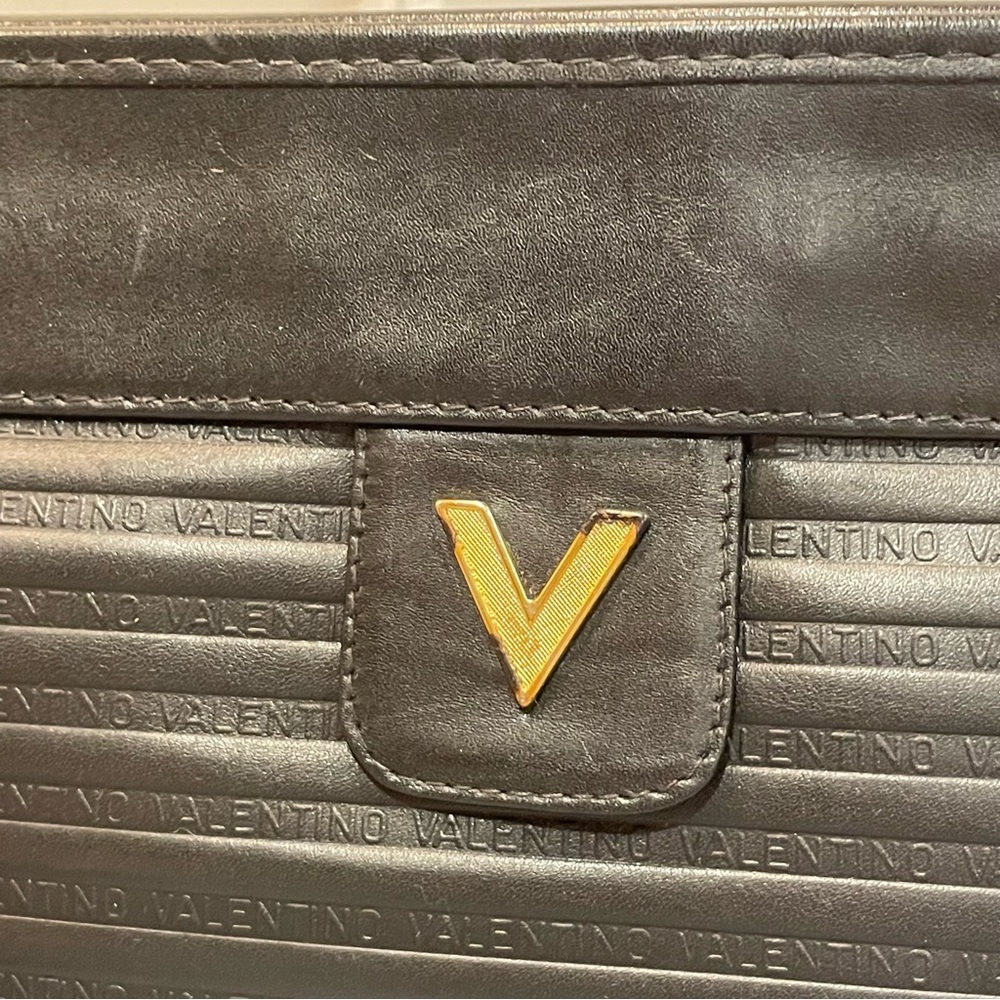EUC Auth Mario Valentino VTG Black Leather Hinge Clutch Handbag Purse GHW Lux! - Picture 3 of 14